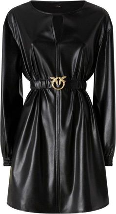 Pinko Black Leather Effect Short Dress