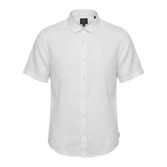 A|X Armani Exchange Linnen Regular Fit Overhemd - Heren - Korte mouwen Overhemden - Wit - S - Linnen - Overhemden