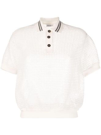 Brunello Cucinelli Top con colletto stile polo - Bianco
