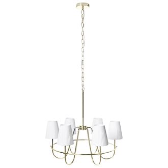 Beliani L&aacute;mpara De Ara&ntilde;a Moderna De 6 Luces Estilo Tradicional Sala De Estar Comedor Base De Metal De Tela Dorado Yamethin