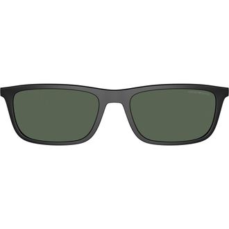 Emporio Armani 55mm Rectangular Sunglasses in Matte Black /Dark Green at Nordstrom