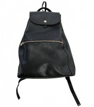 Longchamp Womens Leather Backpack With Pocket In Black