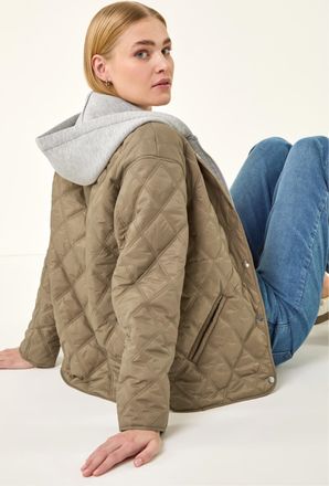 Roman Womens Quilted Hooded Jacket - Green - Size 20 UK