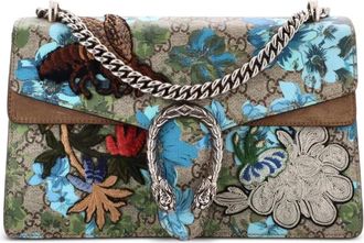 Gucci Borsa a spalla Dionysus GG piccola in tela cerata con stampa e ricamo - Marrone