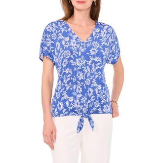 Chaus Print Tie Front Top in Jbs Denim at Nordstrom, Size Medium