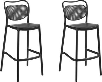 Beliani Beliani - Conjunto De 2 Sillas De Bar Retro De Pl&aacute;stico Resistentes A La Intemperie Para Uso En Interiores Y Exteriores Negro Celleno
