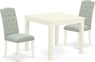 East West Furniture Dining Room Set Linen White, OXCE3-LWH-15