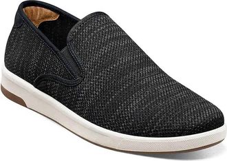 Florsheim Mens Crossover Knit Plain Toe Slip-On Sneaker In Black