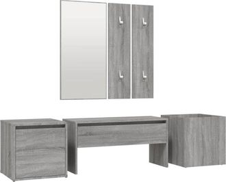 vidaXL Vidaxl - Set De Muebles De Recibidor Madera Contrachapada Gris Sonoma