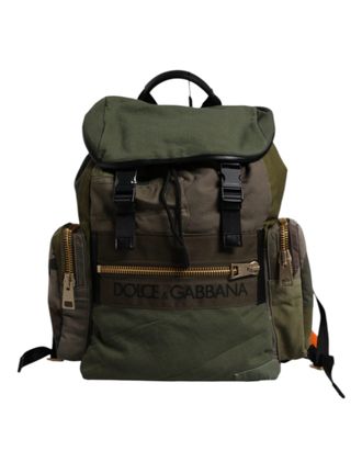 Dolce & Gabbana Militair Groene Patchwork Reisrugzak