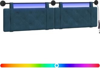 vidaXL Cabecero Colgante Con Luz Led Azul Terciopelo Vidaxl