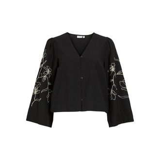 Vila Geborduurde blouse met lange mouwen