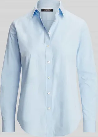 Lauren Ralph Lauren Regular FiT Langarmbluse aus Baumwoll-Mix in Hellblau, Gr&ouml;&szlig;e L