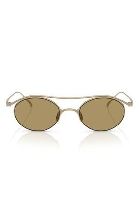 Armani 49mm Oval Sunglasses in Matte Brushed Gold /Green at Nordstrom