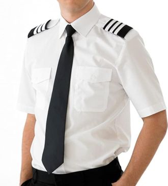Generic Pilot Shirt - Mens White Short Sleeve Shirt
