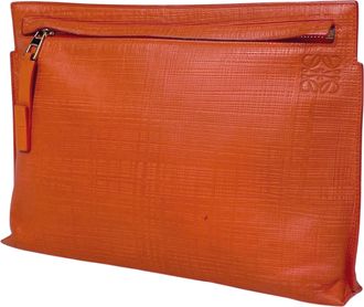 Loewe Orange Leather Clutch Bag Pouch (Pre-Owned)