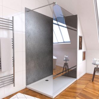 Aurlane Conjunto Ducha Italiana Con Plato 120x90 + Mampara Espejo + Paneles Murales