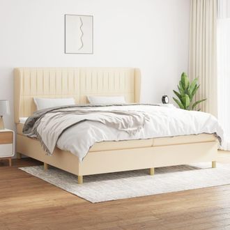 vidaXL Vidaxl - Cama Box Spring Con Colch&oacute;n Tela Color Crema 200x200 Cm