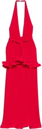 Rowen Rose Abito lungo con ruches - Rosso
