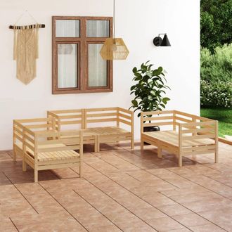 vidaXL Muebles De Jard&iacute;n 6 Piezas Madera Maciza De Pino Vidaxl