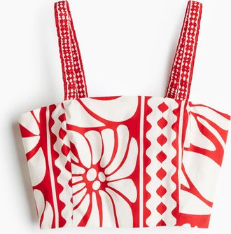 H&M Crop-Top aus Popeline - Red