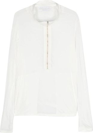 RANRA Sidur Half-Zip Modal Sweatshirt - Heren - Longsleeves - Wit - S - Tops