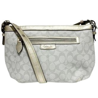 Coach Pre-owned Signature PVC Leather Shoulder Bag - Dames - Vintage Schoudertas - Wit - ONE Size - Leer - Vintage