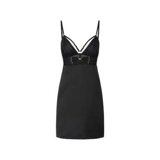 Elisabetta Franchi Duchesse Mini Jurk - Dames - Feestkleedjes - Zwart - XS - Leer - Kleedjes