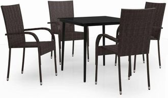vidaXL Juego De Comedor De Jard&iacute;n 5 Piezas Con Cojines Marr&oacute;n Y Negro Vidaxl