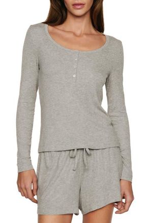 Eberjey Dream Rib Long Sleeve Pajama Henley in Dark Heather Grey at Nordstrom, Size X-Large
