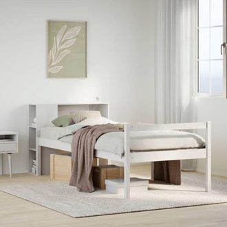 vidaXL Bookcase Bed without Mattress White 75x190 cm Small Single Solid Wood Pine vidaXL