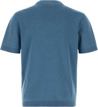 Gucci Mens Silk Blend Knit Sweater Blue Cotton