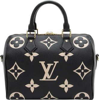 Louis Vuitton Giant Monogram Empreinte Bicolor Speedy Bandouliere 25 Satchel (Authentic Pre-Loved)