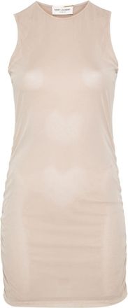 Saint Laurent ruched mini dress - women - Viscose/Polyamide - 40 - Neutrals