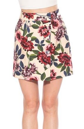 Alexia Admor Cyrus Double Breasted Miniskirt in Beige Floral at Nordstrom Rack, Size 10