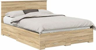 vidaXL Estructura De Cama Con Cabecera Roble Sonoma 140 X 190 Cm Vidaxl