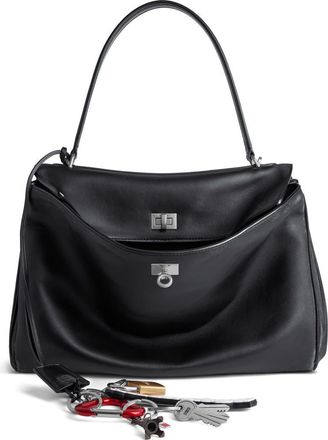 Balenciaga Rodeo Leather Shoulder Bag in 1000 Black at Nordstrom