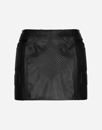 Dolce & Gabbana Nappa Leather Miniskirt - Woman Skirts Black Leather 44