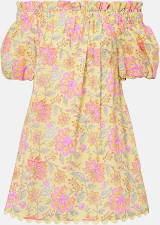 Juliet Dunn Floral off-shoulder cotton minidress