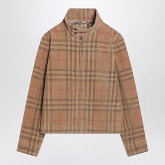 Burberry Corduroy Jacket With Check Pattern