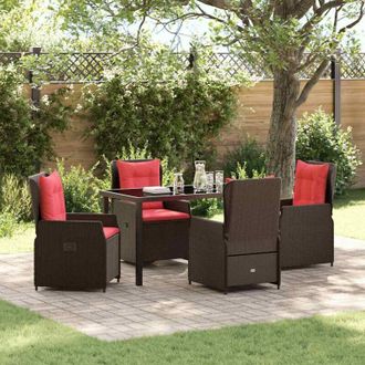 vidaXL Conjunto De Comedor De Jard&iacute;n 5 Pcs Marr&oacute;n Polirat&aacute;n Vidaxl