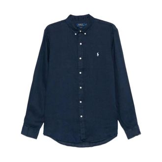 Polo Ralph Lauren Overhemden, Heren, Blauw, S, Linnen, Polo Pony Linnen Shirt