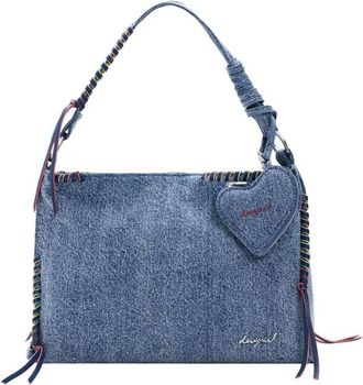 Desigual borsa grande in denim con cuore blu