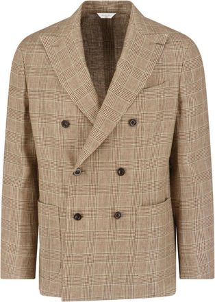 Boglioli Multicolor Prince of Wales Linen Blazer