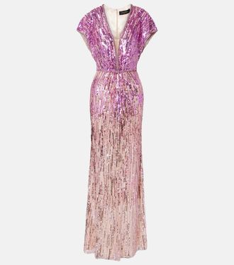 Jenny Packham Abito lungo Dusk con paillettes