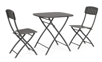 Konte Design Juego de bistrot con mesa y 2 sillas de acero antracita