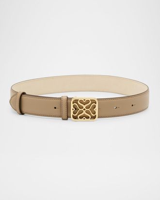 Strathberry Monogram Wide Leather Buckle Belt