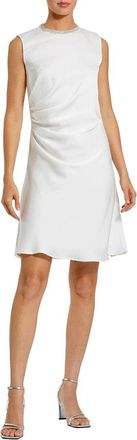 Mac Duggal Rhinestone Neckline Draped Mini Dress