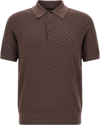 Brioni Brown Weaving Textured Polo