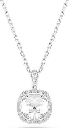 Swarovski Una Angelic Pendant, Cushion Cut, White, Rhodium Plated